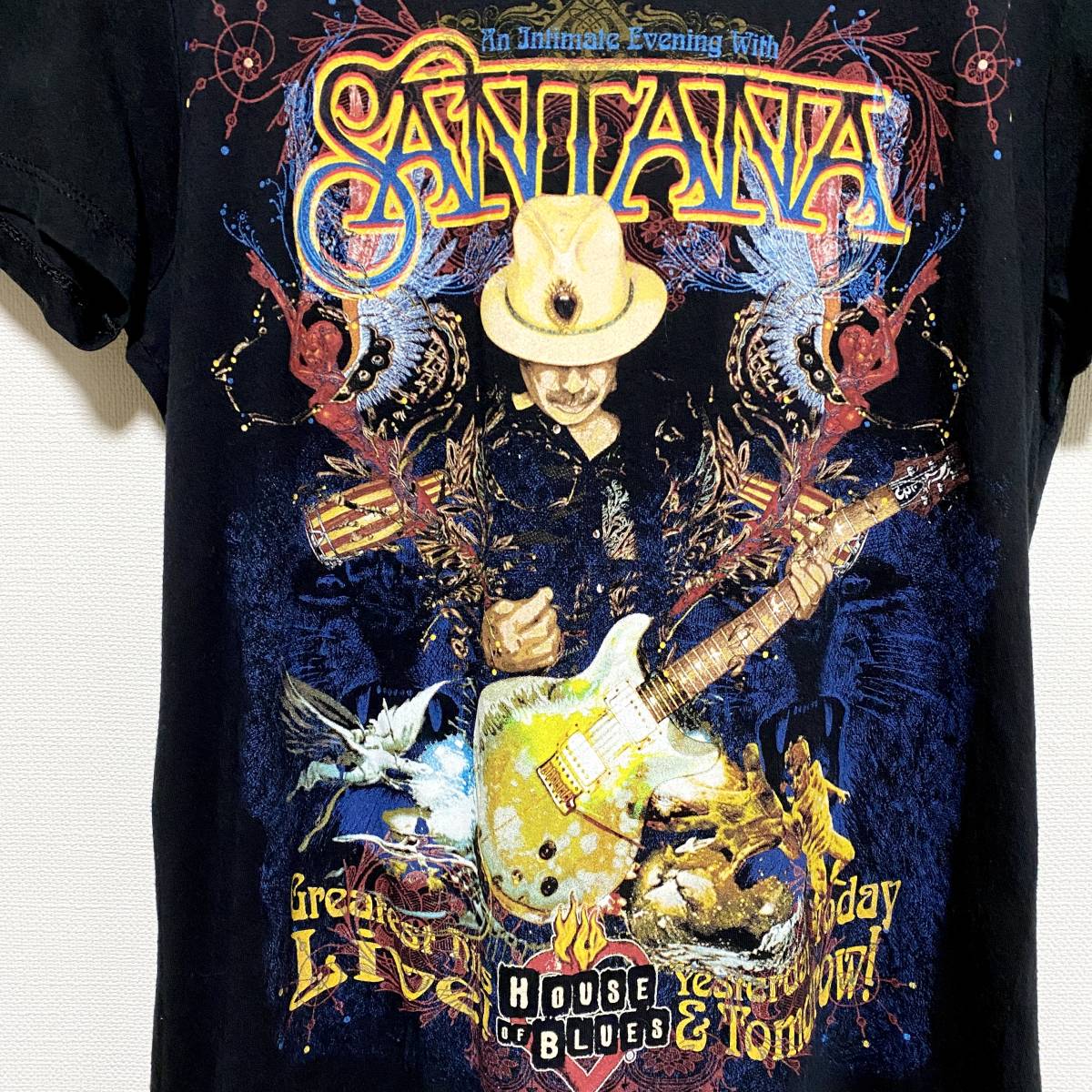 アメリカ古着　SANTANA　サンタナ　ロックバンド ブラック　黒　半袖Tシャツ　バンT　レディース【C29】_画像6