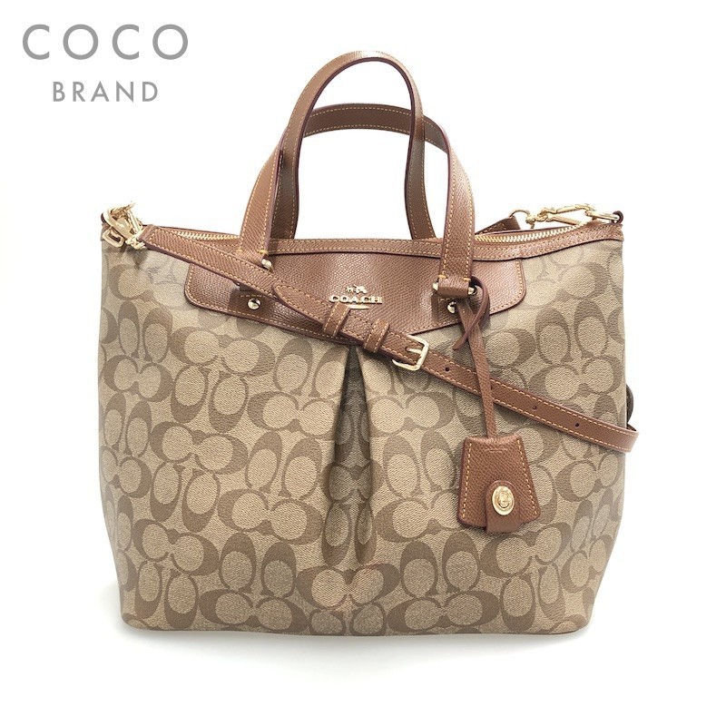 激安大特価!バッグコーチ COACH ショルダーバッグ シグネチャー 2WAY ハンド ブラウン