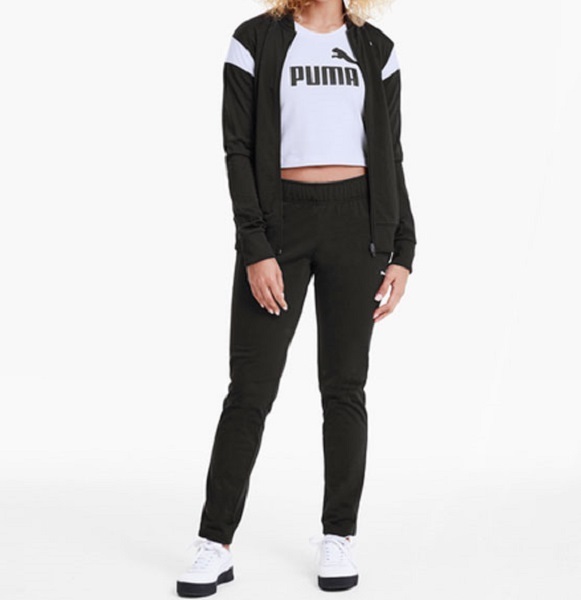  Puma Lady s tricot Bomber jacket & pants US size S Japan size M corresponding black black jersey top and bottom set setup 