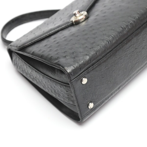 オーストリッチ ハンドバッグ ostrich ブラック レディース 中古 オーストリッチ ハンドバッグ ostrich ブラック レディース 中古
