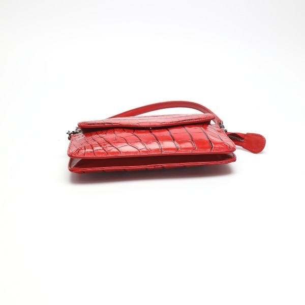  crocodile shoulder bag LB-3079 pochette 2WAY pouch CROCODILE red lady's new goods 