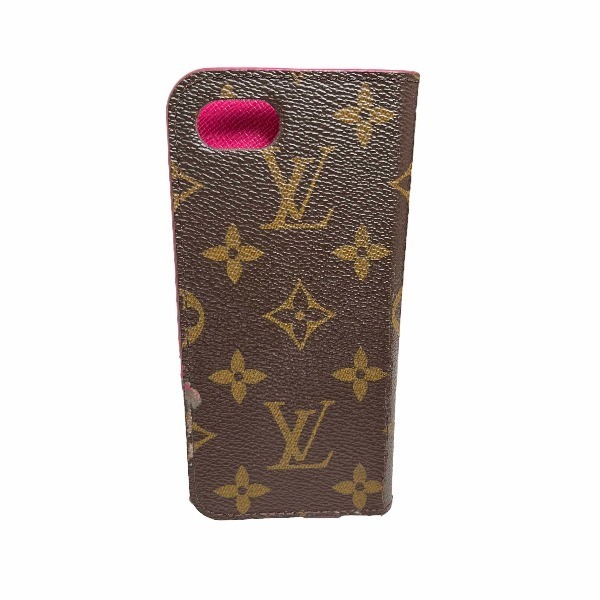 ルイ・ヴィトン スマホケース M61906 手帳型 モノグラム・ローズ iPhoneケース LOUIS VUITTON ブラウン/ピンク ユニセックス 中古_画像1