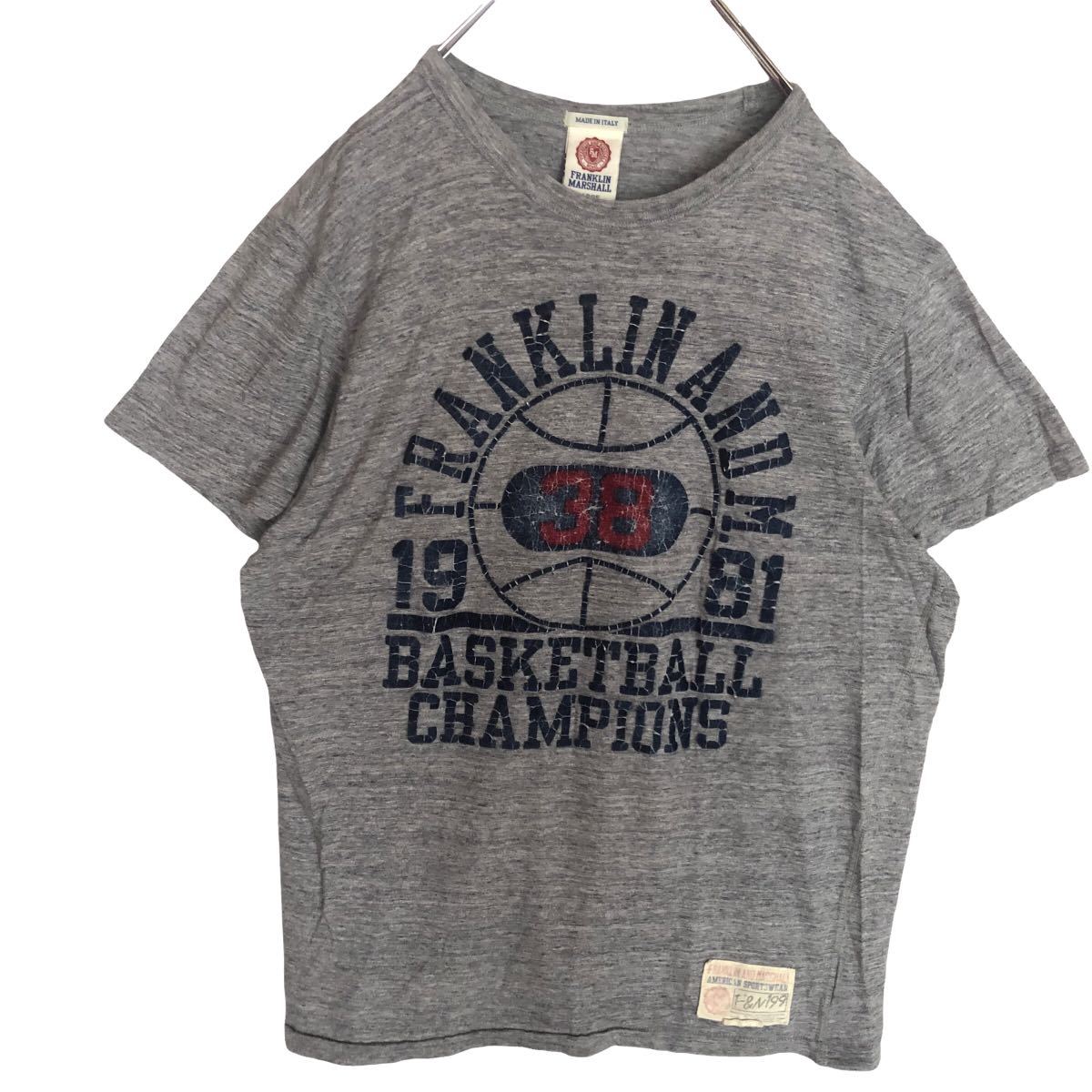 FRANKLIN MARSHALL Frank Lynn Marshall basketball short sleeves T-shirt gray Italy made lady's L size [AY0494]