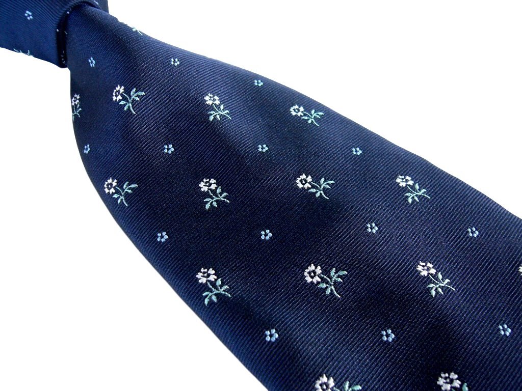 新品 【送料込】ブルックスブラザーズ Brooks Brothers Full Floral Tie ネイビー 花柄刺繍 シルクネクタイ Silk 100% 米国製_画像3