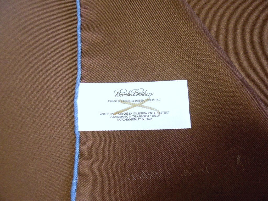 未使用 【送料無料】ブルックスブラザーズ シルク ポケットスクエア 約43 x 42.5cm ポケットチーフ Silk 100% ブラウン系_画像7