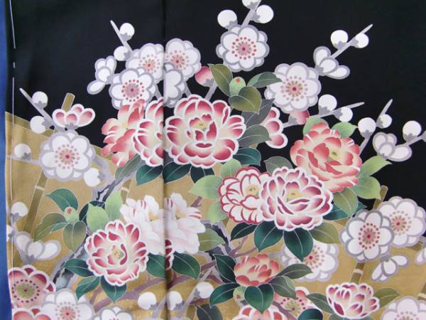 [ new goods ] [ hand ....] kurotomesode ... pine bamboo plum silk kimono ..... recommended! wedding formal unused gorgeous on goods simplified 