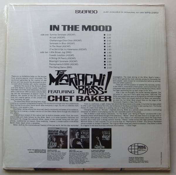 ◆ CHET BAKER / In The Mood ◆ World Pacific WPS-21589 (Liberty) ◆ S_画像2
