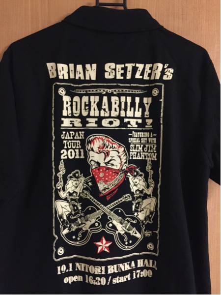  beautiful goods BRIAN SETZER JAPAN TOUR 2012 ROCKABILLY RIOT! polo-shirt size M Brian setsa- rockabilly 