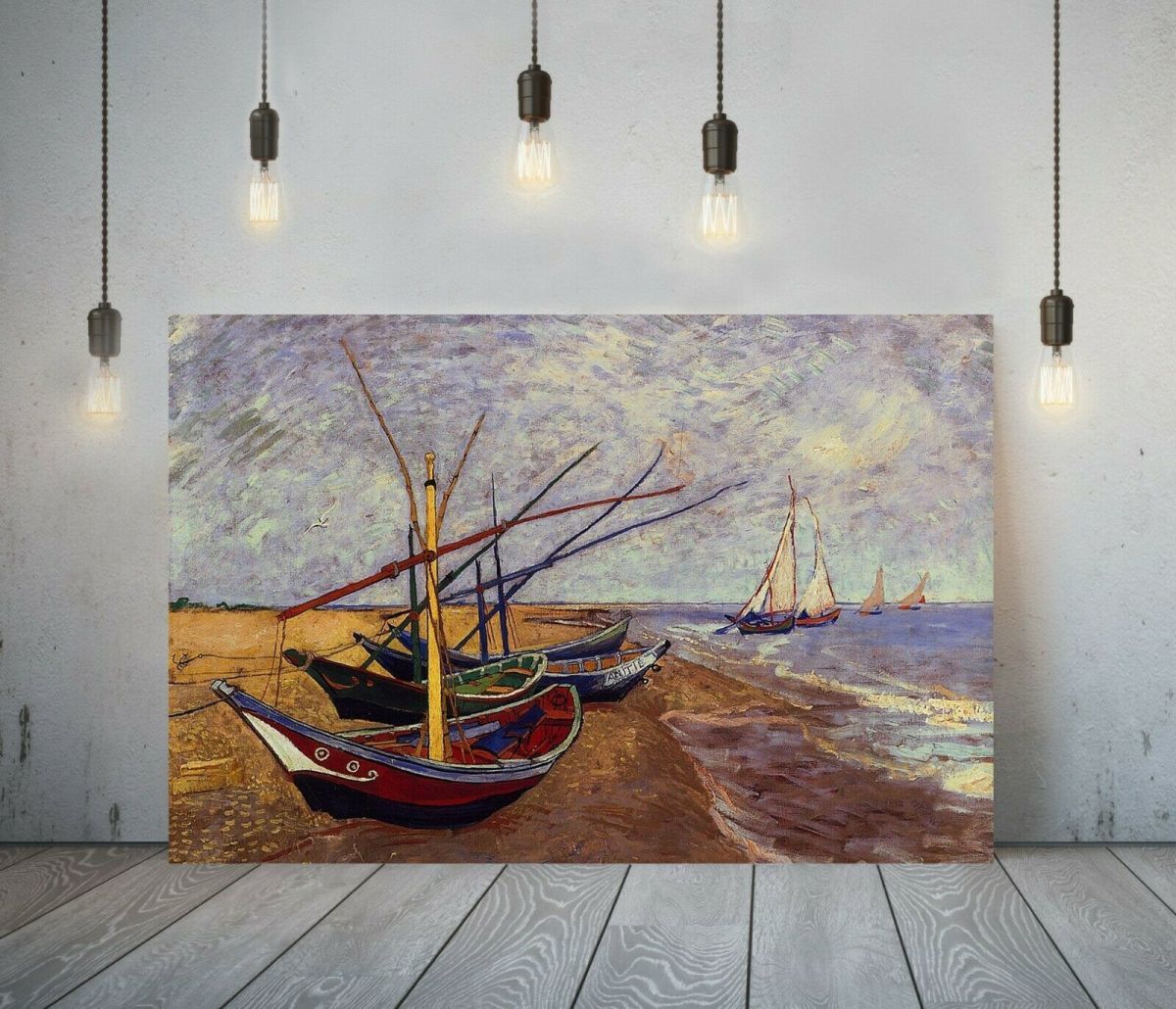 go ho FISHING BOATS fishing boat poster high class canvas frame attaching .A1 art panel Northern Europe abroad picture goods interior 8