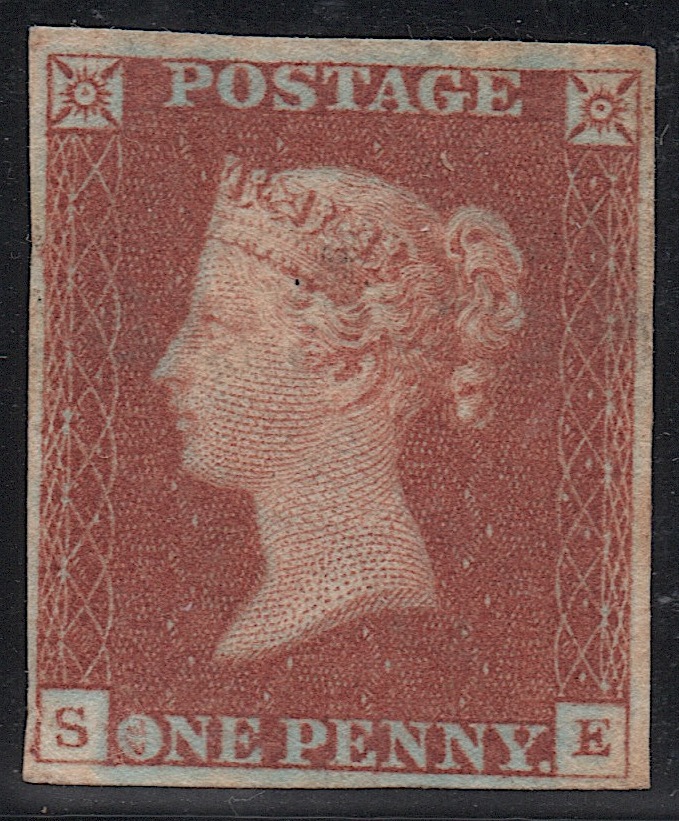 ***私の宝***クラッシックイギリス切手・ヴィクトリア女王1841年ペニーレッド「スコット＃3」未使用裏面糊有り、アイボリーヘッド