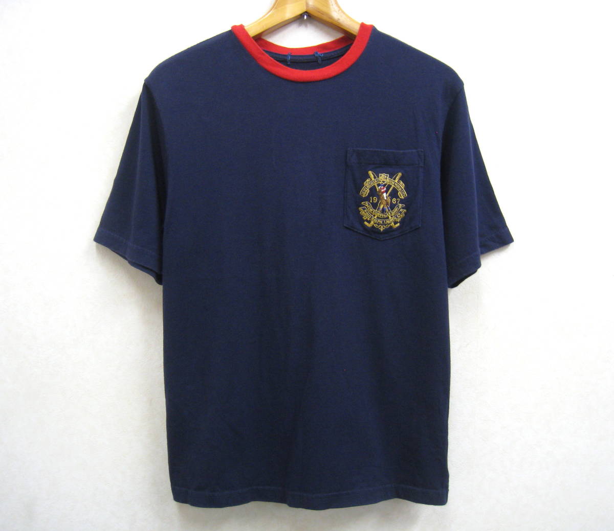 POLO RALPH LAUREN◆ポロ ラルフローレン 半袖 Tシャツ 刺繍ポケット キッズ ジュニア ネイビー_画像1