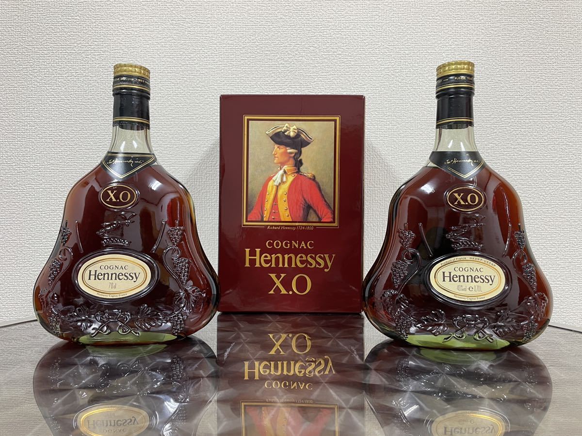 未開栓】2本セット 古酒 Hennessy X.O 700ml 40% グリーンボトル 金