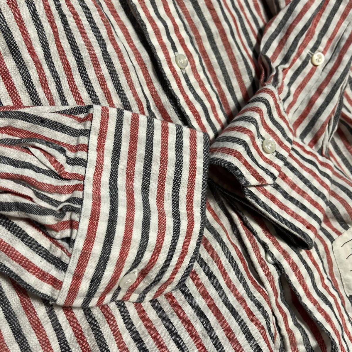 状態良 USA製 THOM BROWNE. トムブラウン リネン 麻 長袖 シャツ