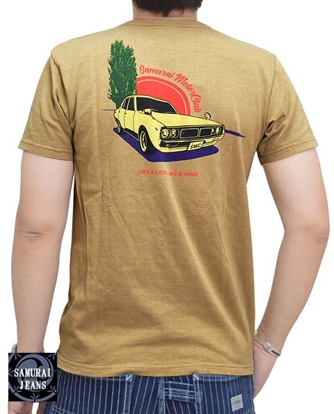 流行に サムライ自動車倶楽部リペンコットン吊編半袖Tシャツ◇サムライ