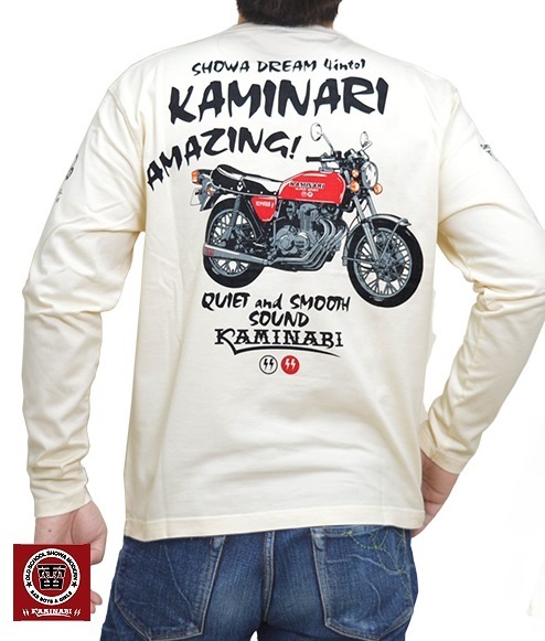 おお400ロングTシャツ◆カミナリ ホワイトXLサイズ 限定解除 KMLT-218 雷 単車 エフ商会 CB400 ロンT 長袖Tシャツ HONDA_画像1