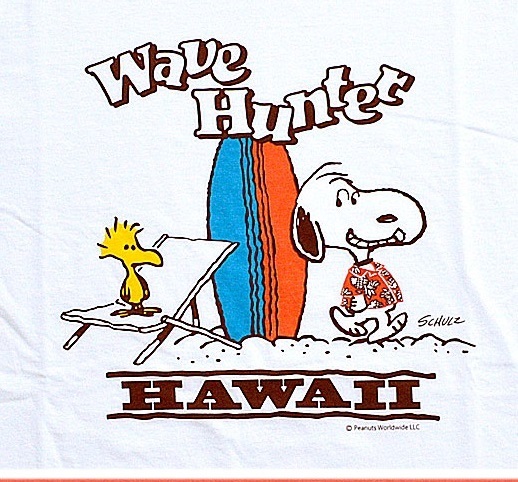 SUN SURF×PEANUTS半袖Tシャツ「WAVE HUNTER」◆SUN SURF ホワイトXLサイズ SS78751 サンサーフ ピーナッツ ハワイアン アロハシャツ 東洋_画像2