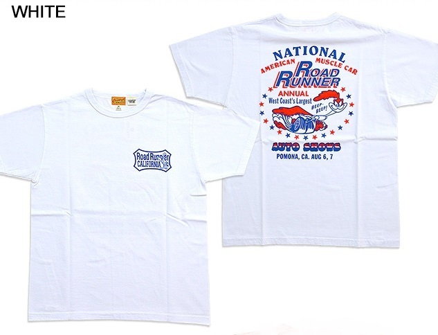 ROAD RUNNER半袖Tシャツ「NATIONAL AUTO SHOW」◆Cheswick ホワイトXLサイズ CH78763 チェスウィック ロードランナー 東洋