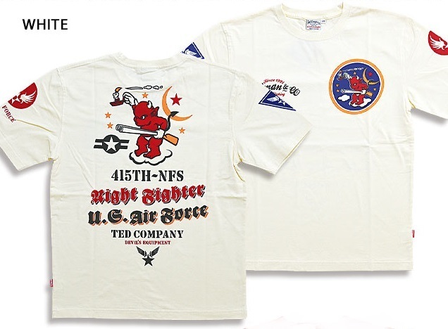 415th Night Fighter Squadron半袖Tシャツ◆TEDMAN/テッドマン ホワイトMサイズ(サイズ40)TDSS-544 エフ商会 アメカジ 赤鬼 efu