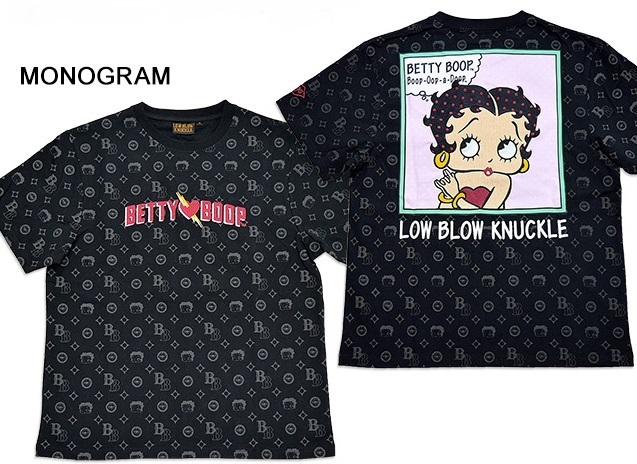 ロウブロウナックル×BETTY ドットベティ半袖Tシャツ◆ロウブロウナックル モノグラムXXLサイズ 551856 ベティーちゃん 刺繍_画像1