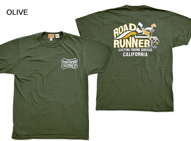 ROAD RUNNER半袖Tシャツ「CUSTOM ENGINE SERVICE」◆Cheswick オリーブXLサイズ CH78764 チェスウィック ロードランナー 東洋