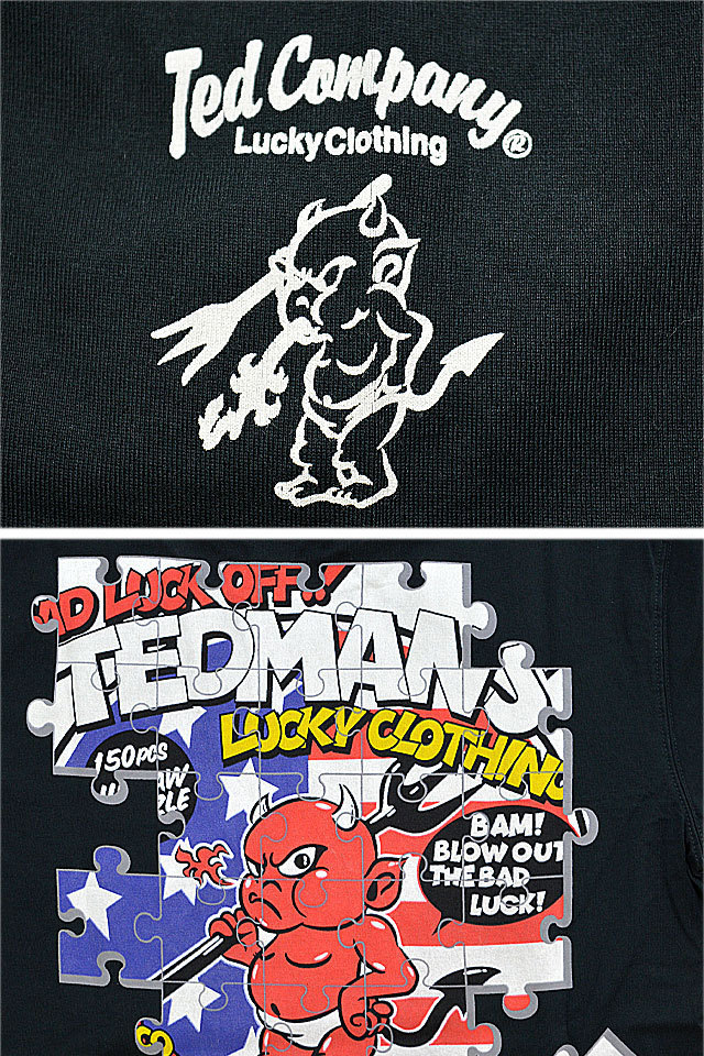 販売促進半袖Tシャツ◆TEDMAN/テッドマン ブラックLサイズ（サイズ42）TDSS-541 エフ商会 アメカジ 赤鬼 efu ジグソーパズル_画像3