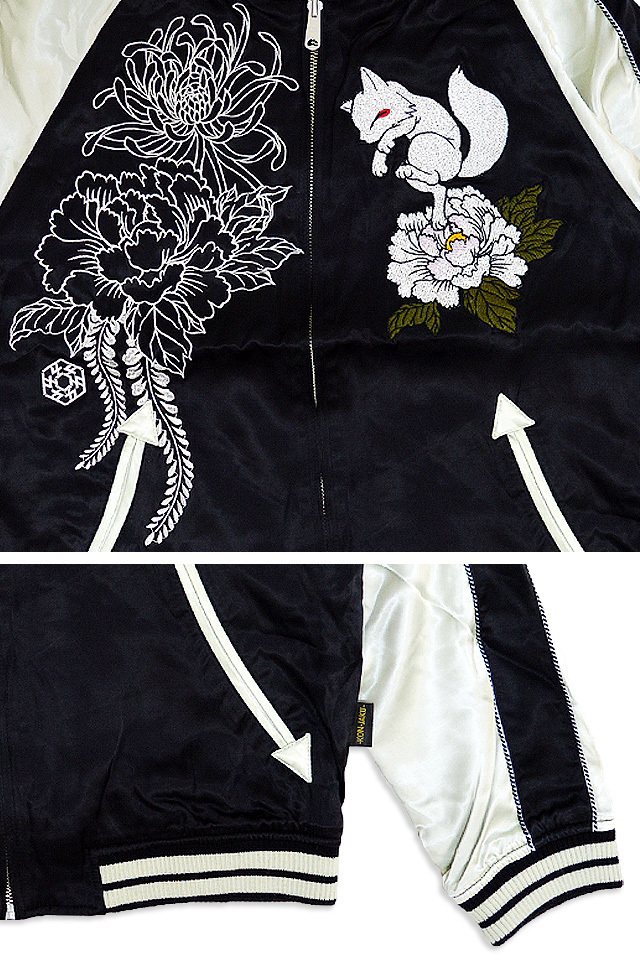  сейчас прошлое ...... цветок двусторонний Japanese sovenir jacket * сейчас прошлое черный M размер KSJ-20025.... лисица вышивка Hsu алый a жакет .....