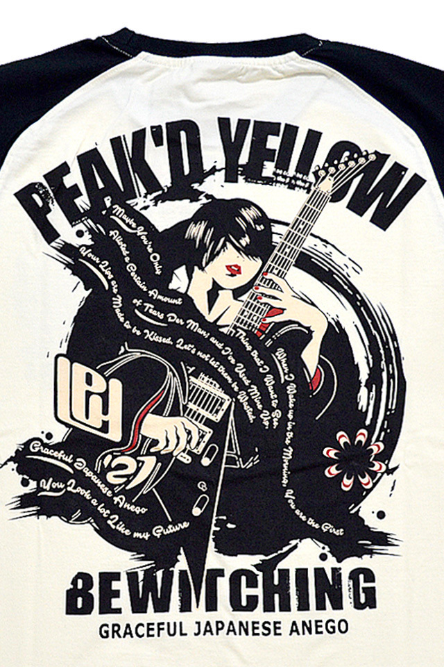 ギター半袖Tシャツ◆Peak'd Yellow ホワイト×ブラックXXLサイズ PYT-226 ピークドイエロー 和柄 和風 着物 エフ商会 efu_画像2