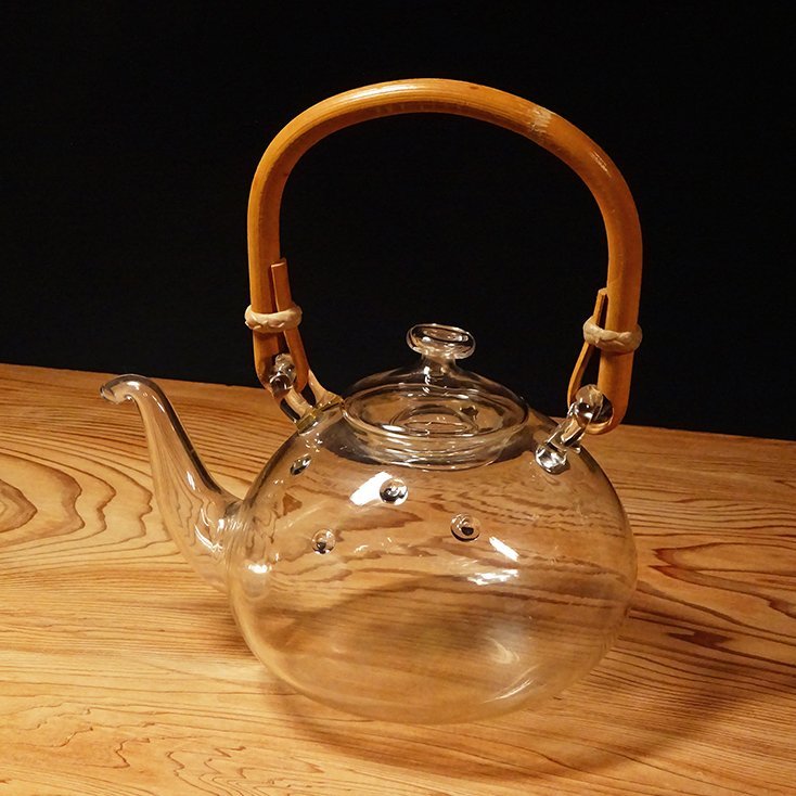 慶應 大正時代 ガラス製水注 ビードロちろり 酒器 酒瓶 桐誂箱 茶道具 義山ギヤマン 和硝子