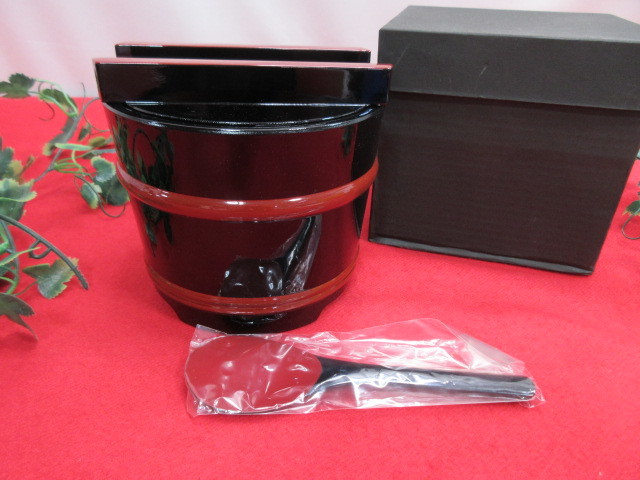 驚きの値段で 6OH806 桶どん おひつ フタ付き しゃもじ付き ご飯入れ物 黒 fuz.co.zw