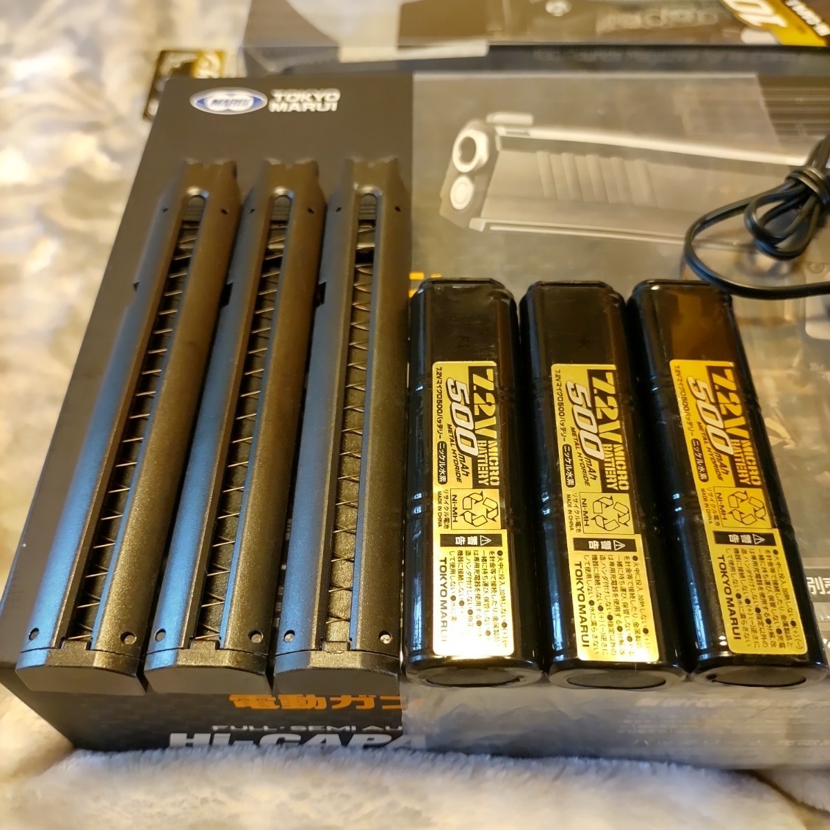 東京マルイ ハイキャパE 100連マガジン付き リポバッテリー+充電器セット 東京マルイ/ハイキャパE/ジャンク品/100連マガジン/純正充電器