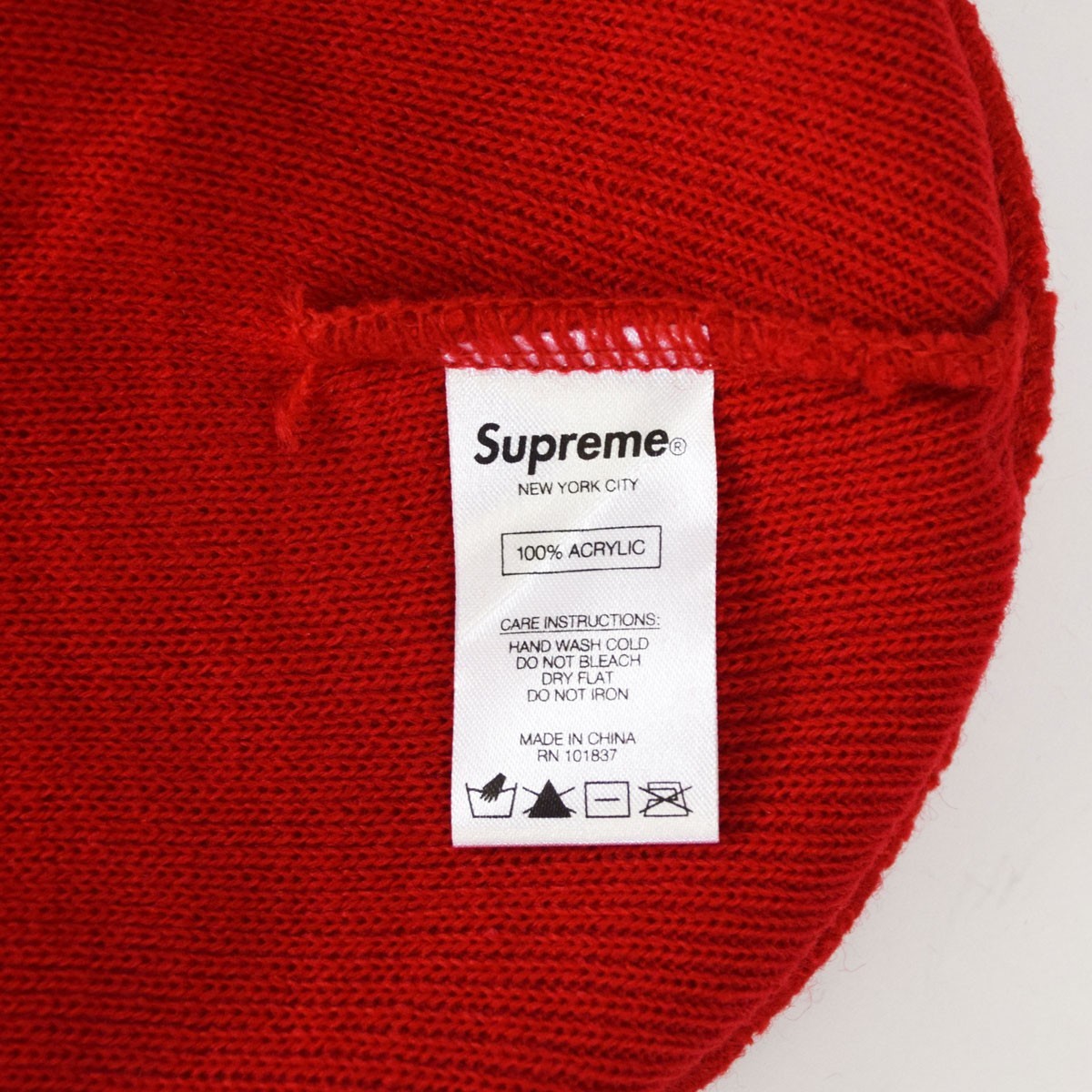 【新品】SS19BN9 Supreme シュプリーム TONAL LOGO BEANIE RED フリーサイズ 100％アクリル Made In China 帽子 31530746_画像4