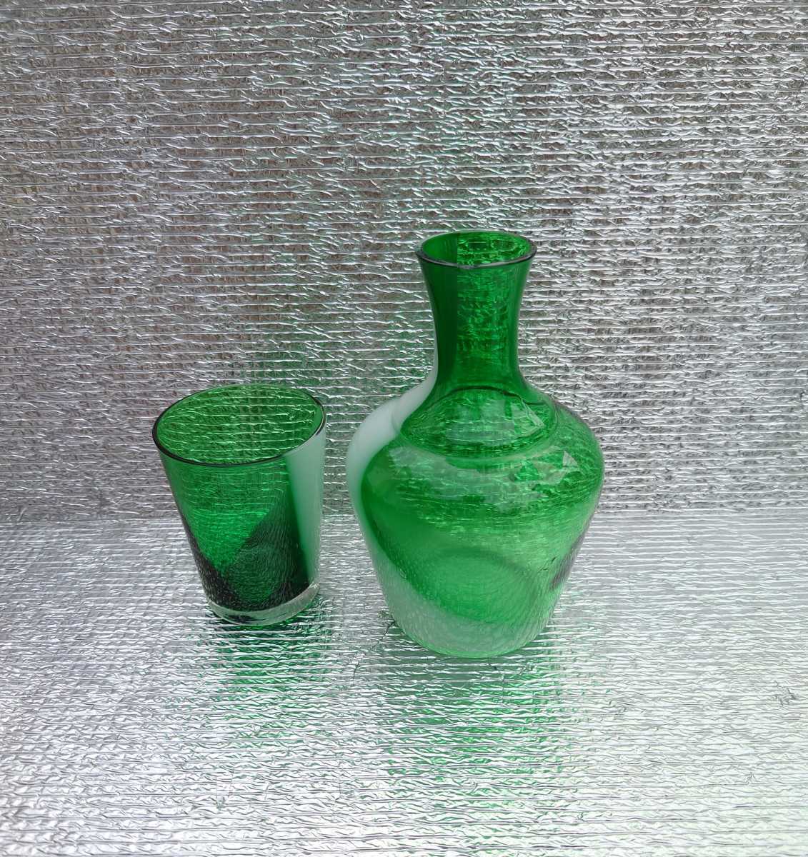 最大74 オフ 昭和レトロ 冠水瓶 緑 グリーン グラデーション ガラス 花瓶 水差し ピッチャー グラス