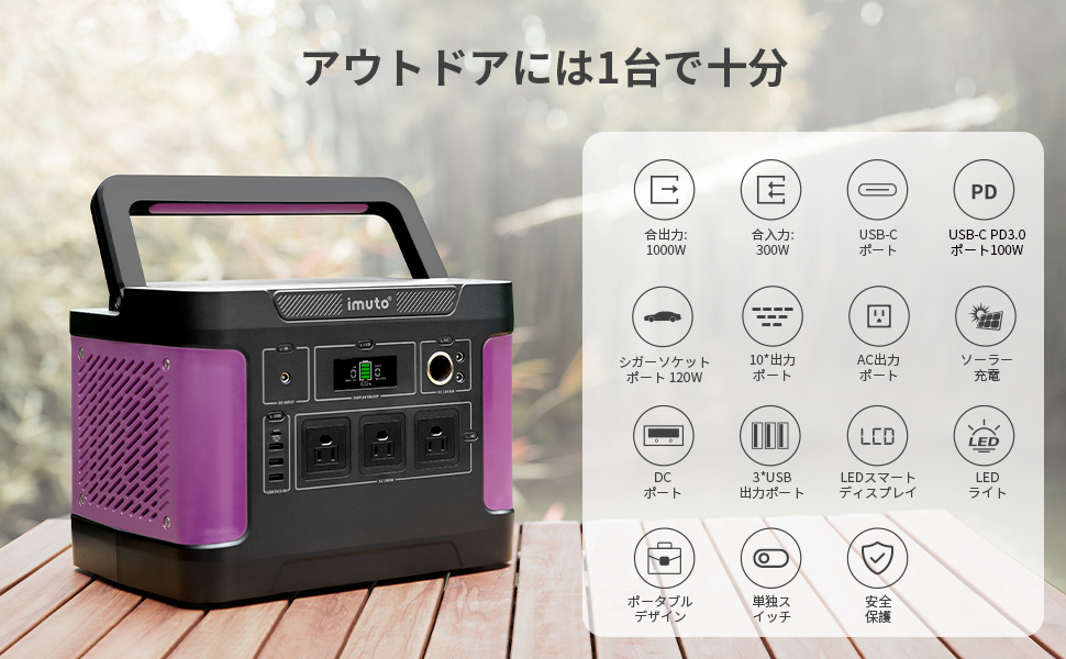 最新発見 新品未使用☆imuto☆大容量!ポータブル電源 バッテリー/充電
