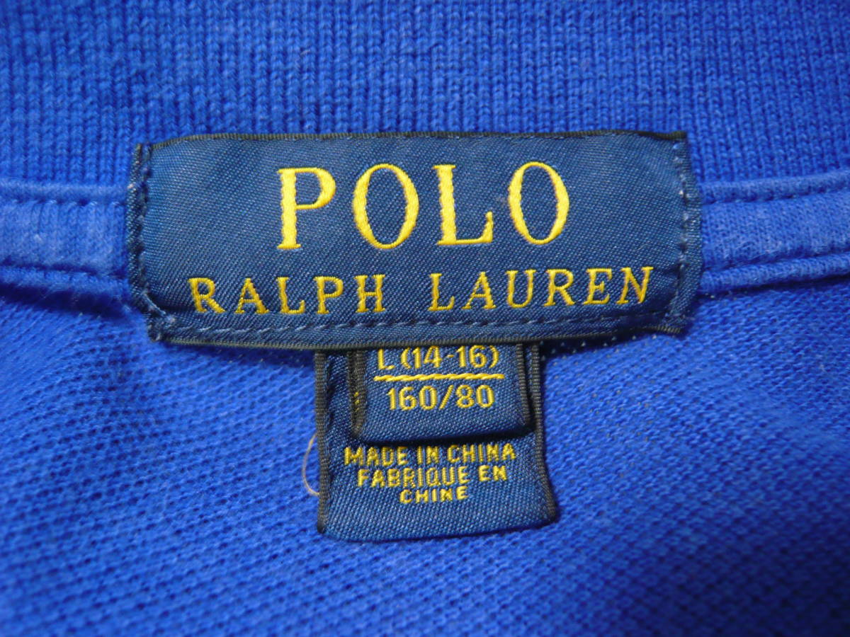 ポロ ラルフローレン ビッグポニー 胸刺ロゴ カノコポロシャツ 鹿の子ポロシャツ ブルー 青 サイズL(日本メンズM相当)_画像9