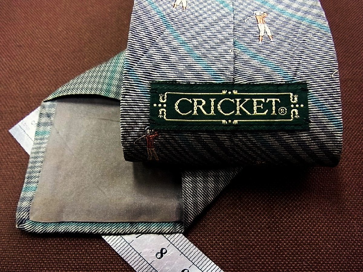 ♪25570D♪状態並品【刺繍 ゴルフ チェック 柄】クリケット【CRICKET】ネクタイ_画像2