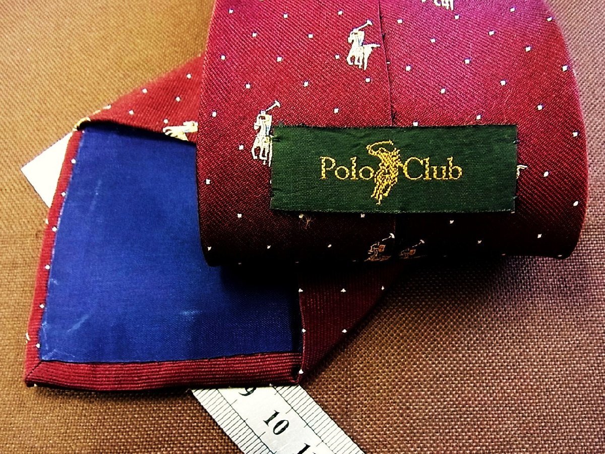 ♪26270D♪状態並品【刺繍 馬 乗馬 総ロゴ 柄】ポロクラブ【Polo Club】ネクタイ_画像2