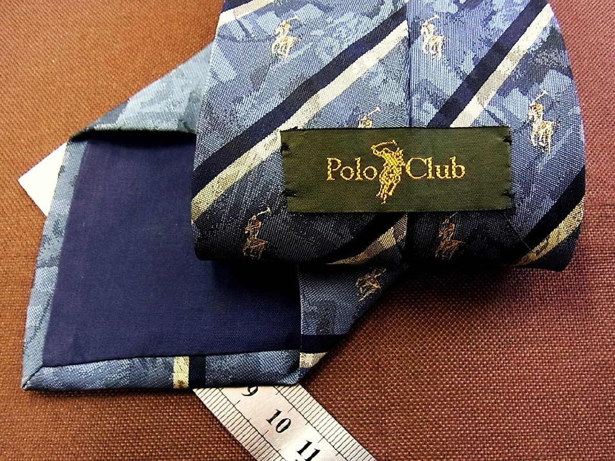 ♪26269D♪状態並品【刺繍 馬 乗馬 ロゴ入 柄】ポロクラブ【Polo Club】ネクタイ_画像2