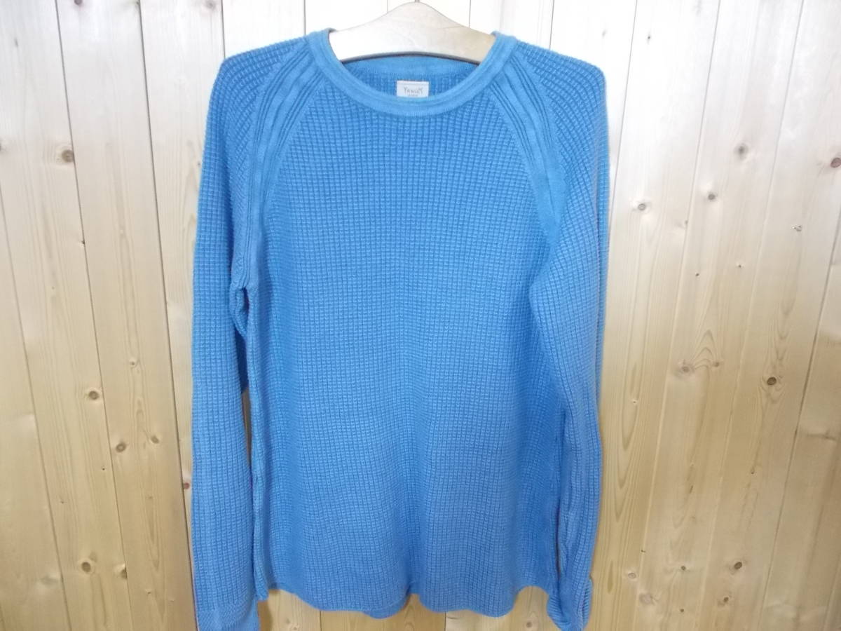 a220*YANUK big waffle knitted *M size 57201040 Yanuk long sleeve big waffle knitted light blue kai tuck Inter National 4F