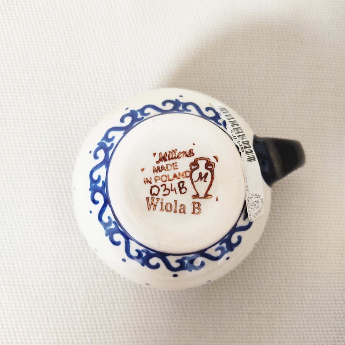 水色のバラ模様　マグカップ　ポーリッシュポタリー　　 ポーランド製　 陶器　ミレナ　millena　ツェラミカミレナ　O34B