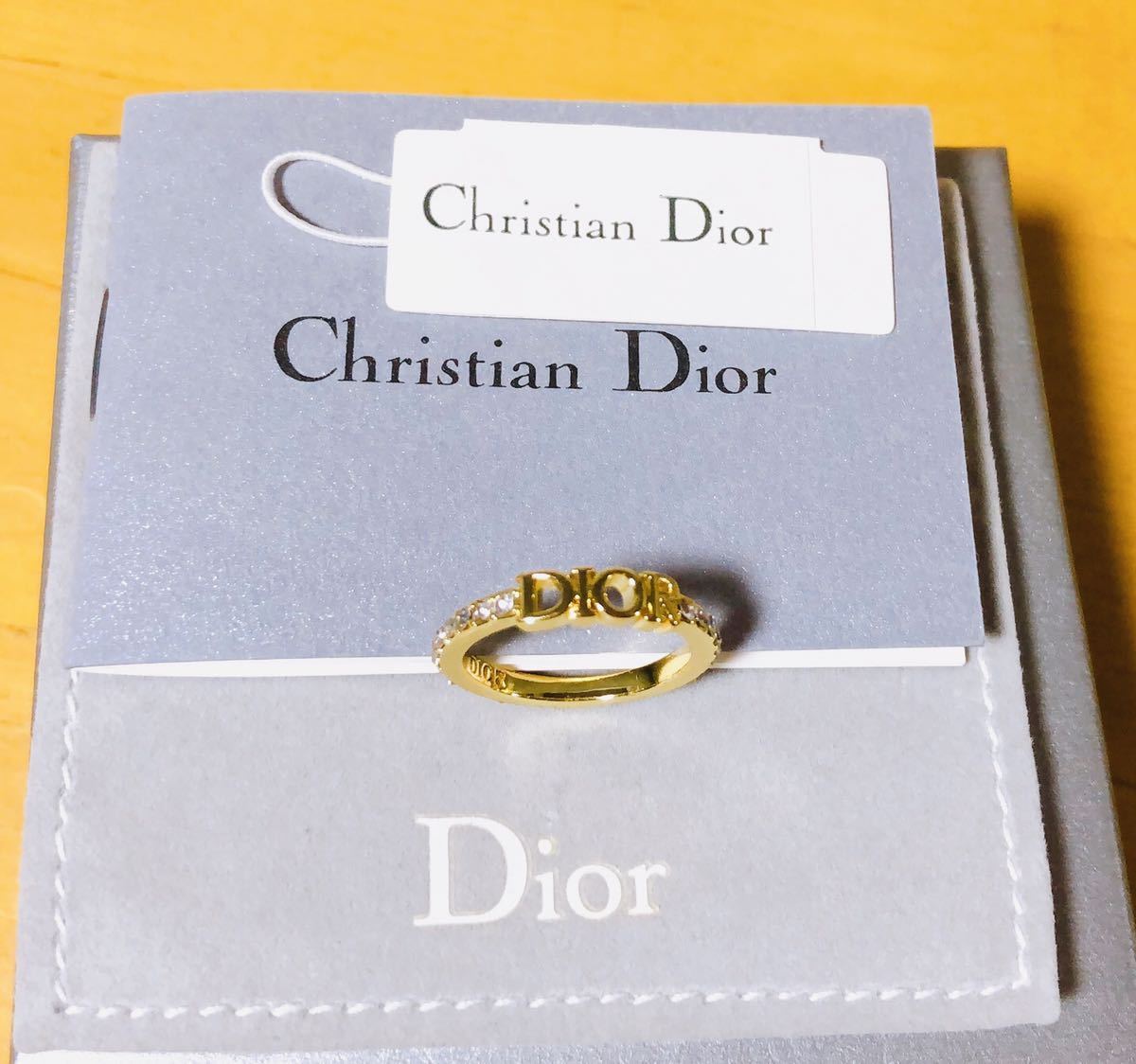 Christian Dior ディオール 指輪 リング ロゴ ストーン ゴールド_画像7