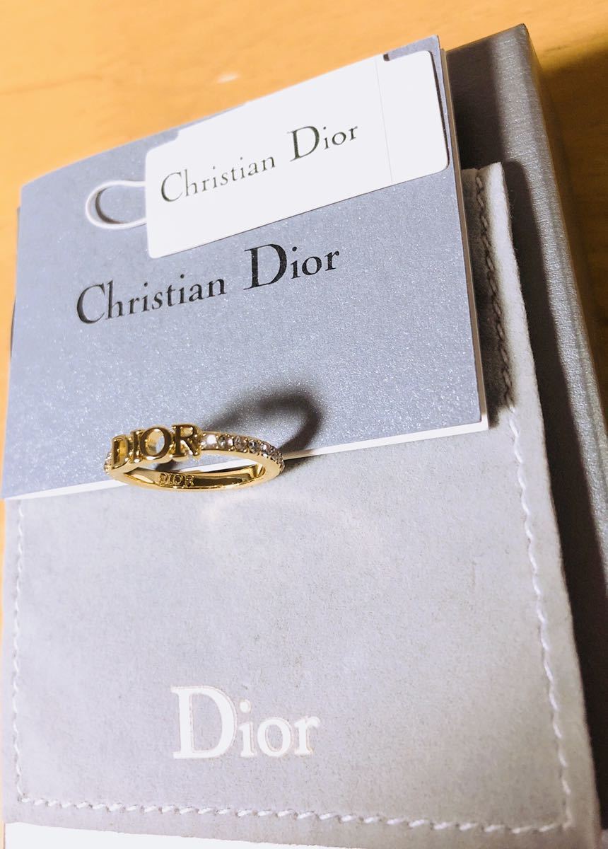 Christian Dior ディオール 指輪 リング ロゴ ストーン ゴールド_画像2