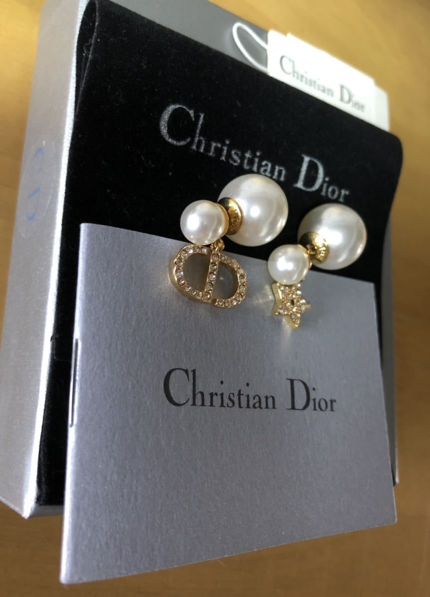 Christian Dior ディオール 揺れるピアス ゴールド パール 星 ストーン_画像3