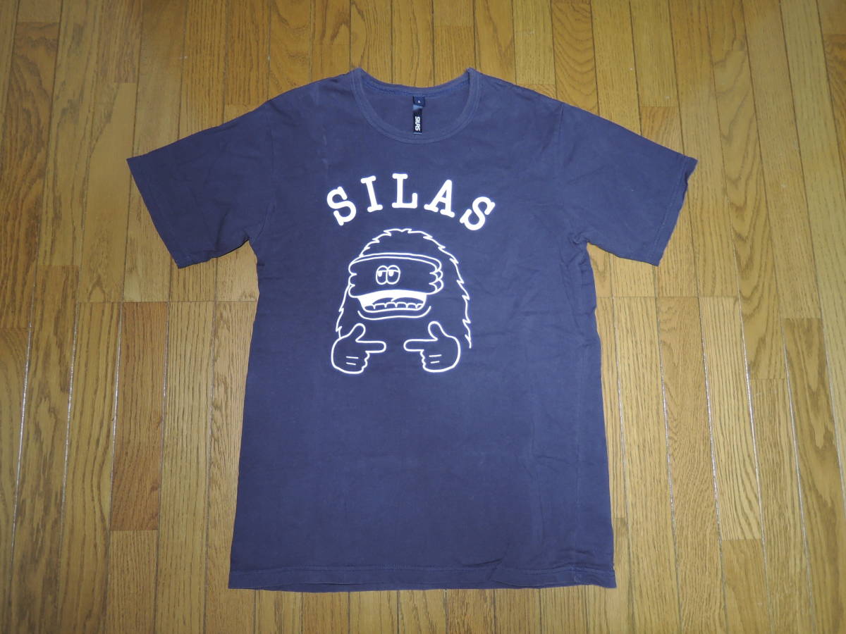 SILAS サイラス Tシャツ S 紺系 キャラクターロゴ LOGO カットソー_画像1