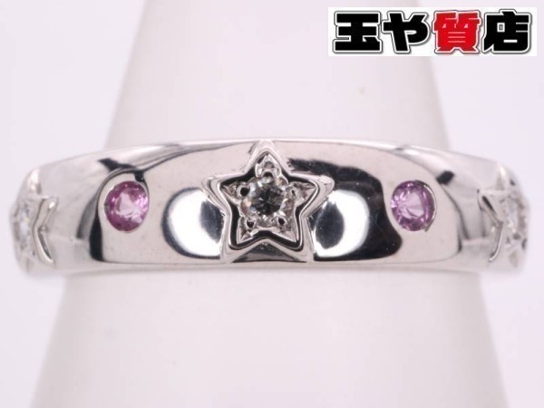 大人も着やすいシンプルファッション ダイヤ0.03ct サファイヤ 美品