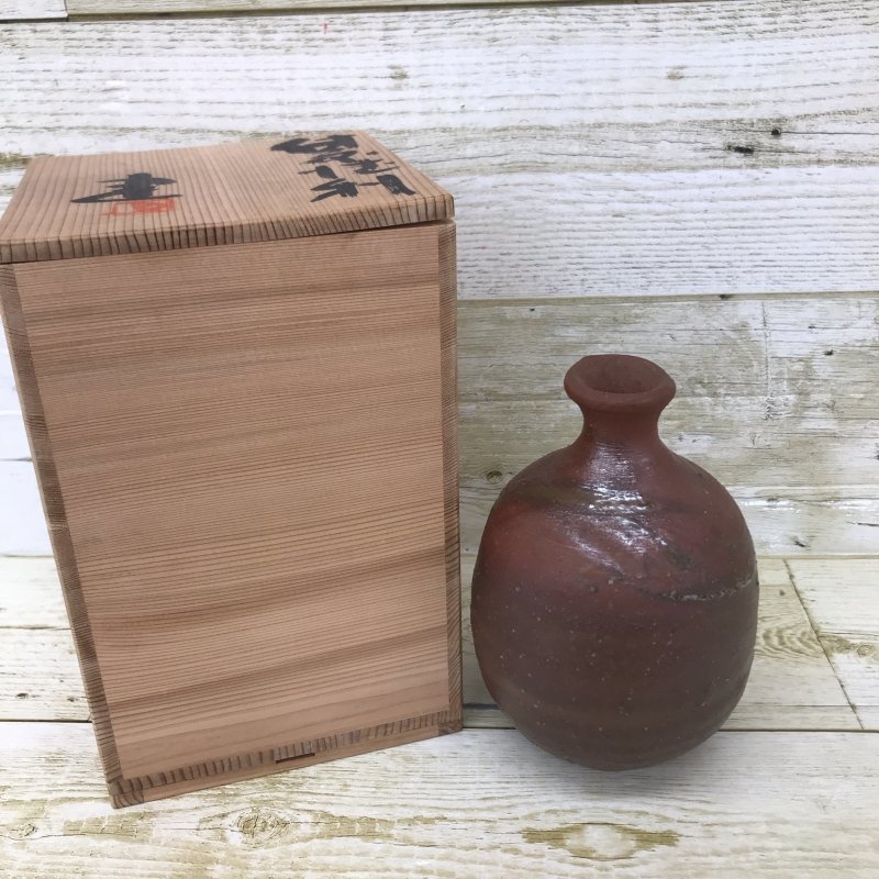 美品 備前焼 藤原建 焼物 窯 伝統 徳利 酒器 作家物 工芸品 共箱 栞