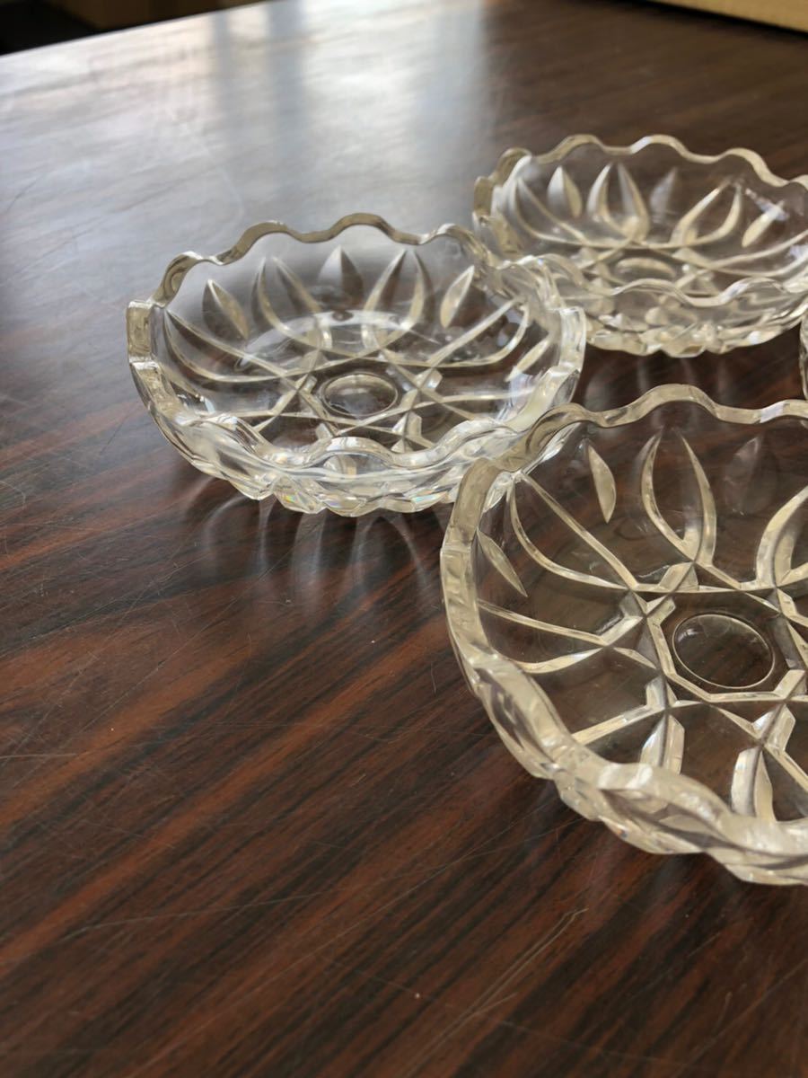 G611 送料無料 小皿 セット4枚 小鉢 食器 和食器 ガラス製 クリスタルグラスの画像5