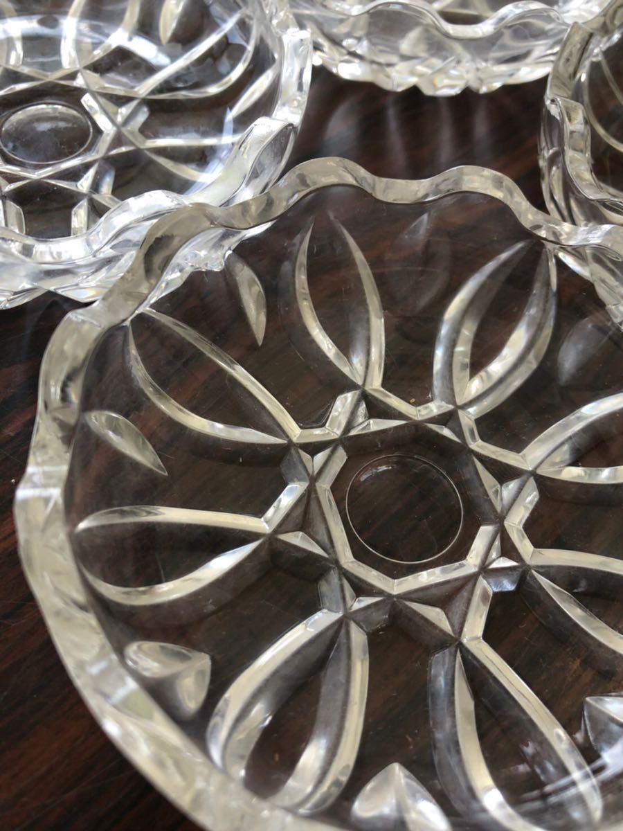 G611 送料無料 小皿 セット4枚 小鉢 食器 和食器 ガラス製 クリスタルグラスの画像3