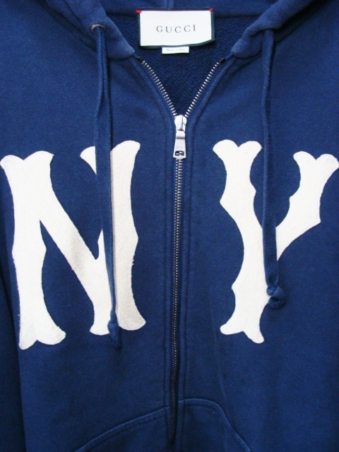 GUCCI グッチ ◇ MLB メジャーリーグ ニューヨーク ヤンキース NY ロゴ パッチ スウェット シャツ フード パーカー