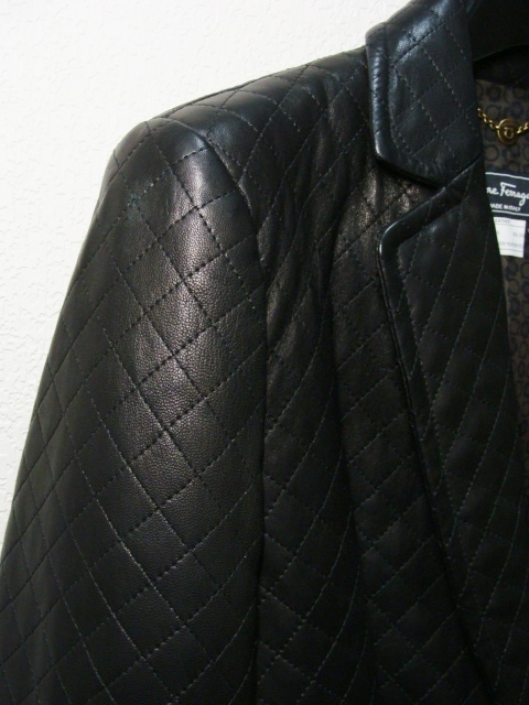 Salvatore Ferragamo Salvatore Ferragamo * quilting leather leather 1.. tailored jacket blouson 