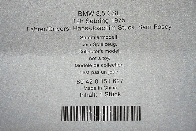 ミニチャンプス PMA 1/43 BMW 3.5 CSL 12h セブリング 1975 #24 ディーラー特注 80420151627_画像10